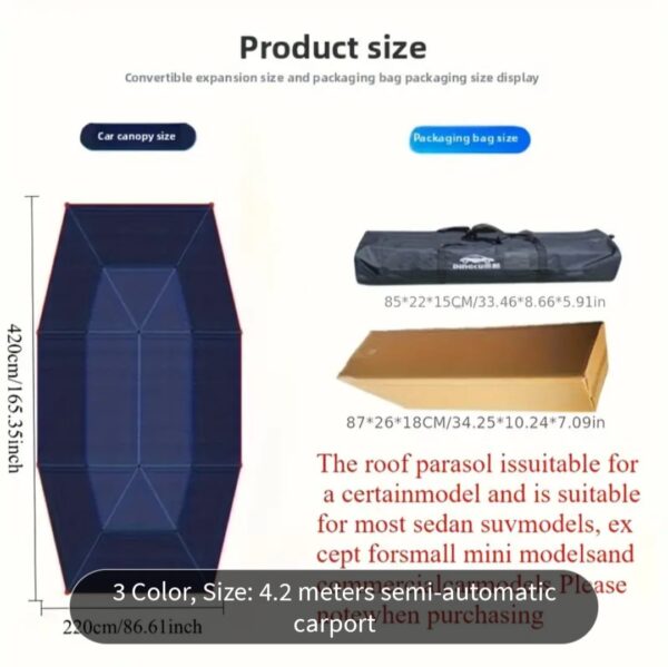 Mobile car awning fully automatic car parasol sunscreen roof car cover heat insulation thick folding car shed - Image 6