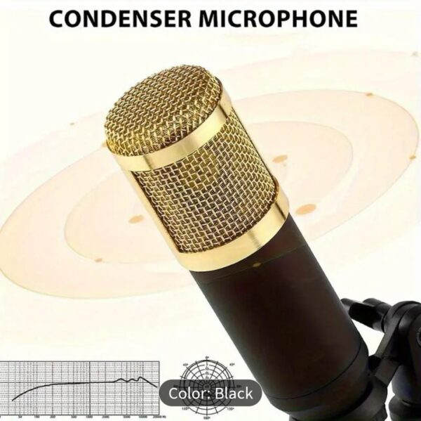 F998 Professional Audio Mixer Studio Set with USB/Battery Dual Power, Integrated Podcast Recording Kit with Stand & Capacitive Microphone, USB-C Connectivity, 16-Channel Sound Board, Headphones Jack, Volume Control, Battery Indicator Light, Compatible with PC/Laptop/Smartphone for Gaming, Live Streaming – Image 4